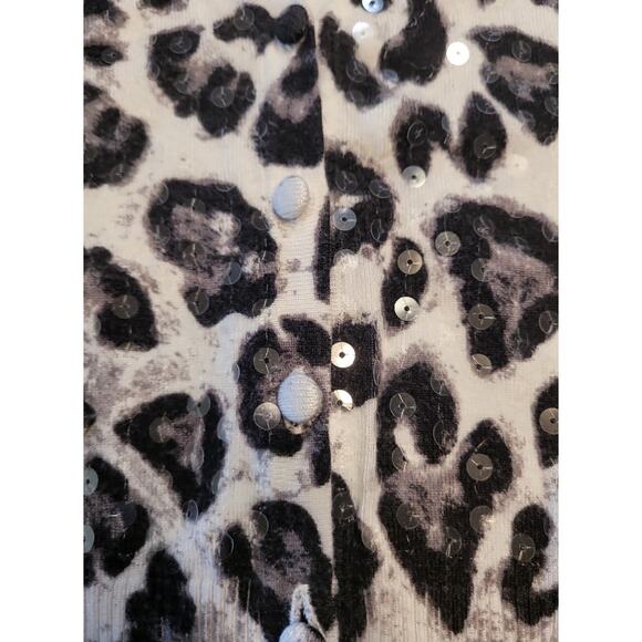 INC International Concepts Sequin Animal Print Cropped Cardigan Sweater M EUC - Picture 4 of 7